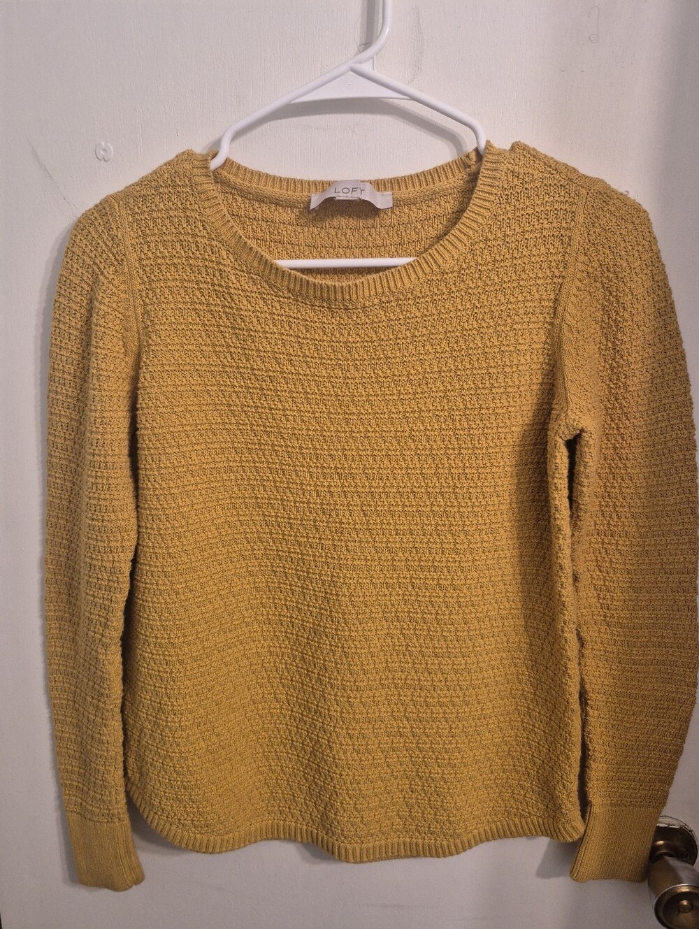 LOFT Textured Scoopneck Sweater in Mustard